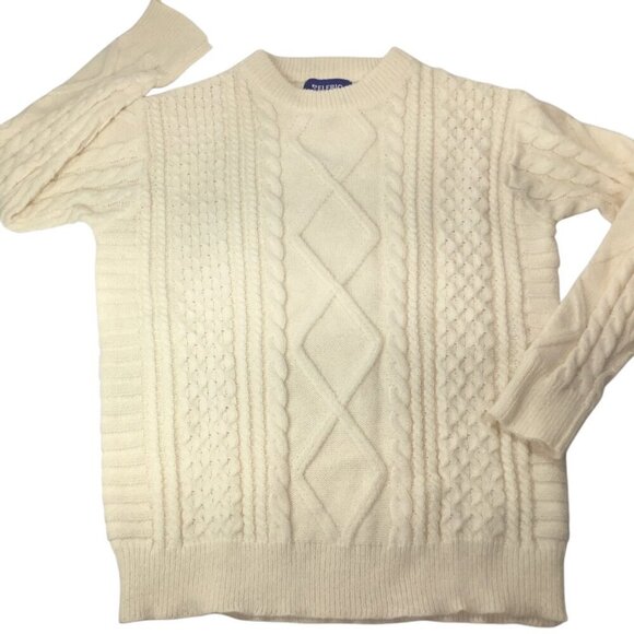 Aelfric Eden Fisherman Cable Knit Sweater Ivory Oversized Unisex M Pullover - Picture 7 of 9